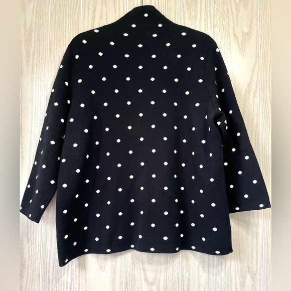 Talbots Polka Dot Black & White 3/4 Sleeve Cardigan Size Large NWT - Picture 3 of 3